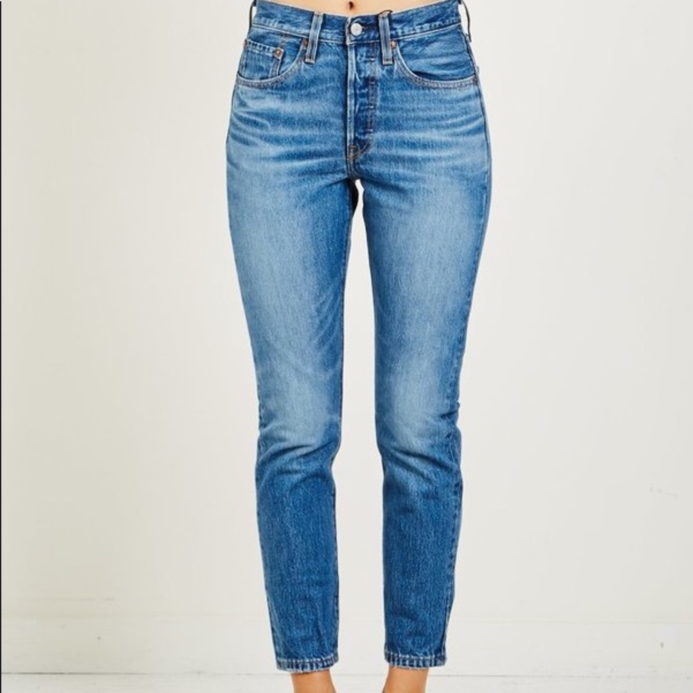Levi’s 501s- classic, button fly, 100% cotton rigid denim. Like new condition.